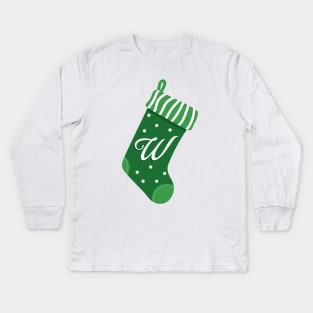 Christmas Stocking with the Letter W Kids Long Sleeve T-Shirt